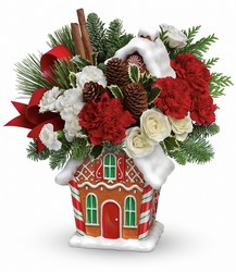 Teleflora's Gingerbread Cookie Jar Bouquet Cottage Florist Lakeland Fl 33813 Premium Flowers lakeland
